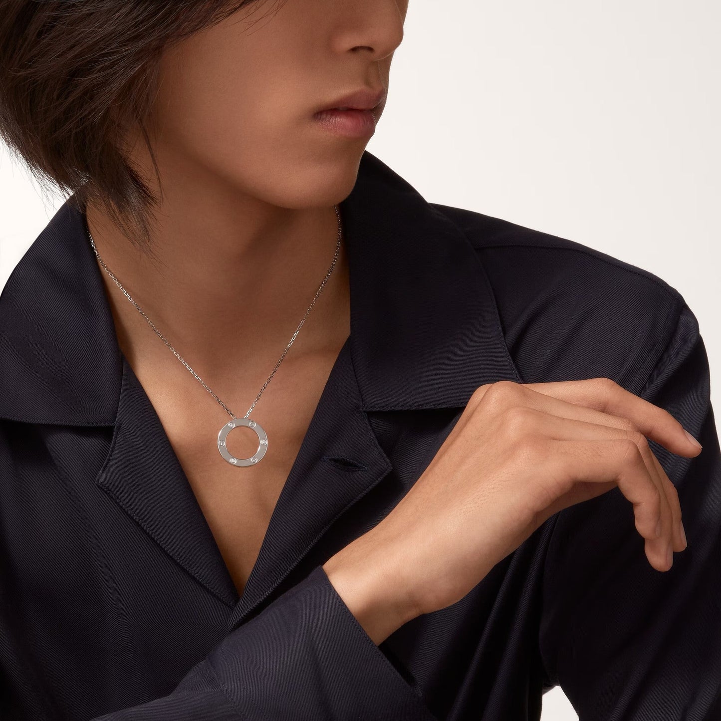 [AURORA]LOVE NECKLACE 16MM 3 DIAMONDS