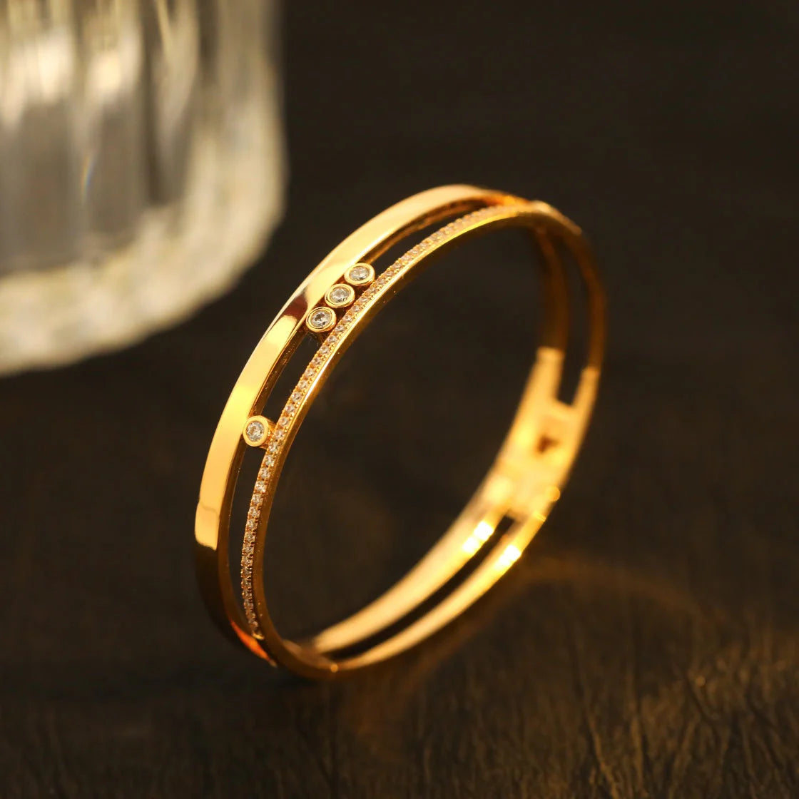 [AURORA]Move Romane Diamond Bangle Bracelet