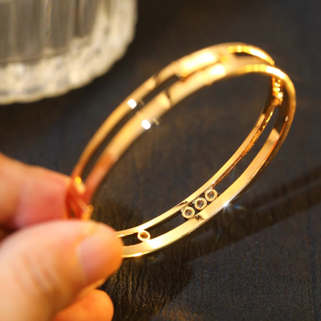 [AURORA]Move Romane Diamond Bangle Bracelet