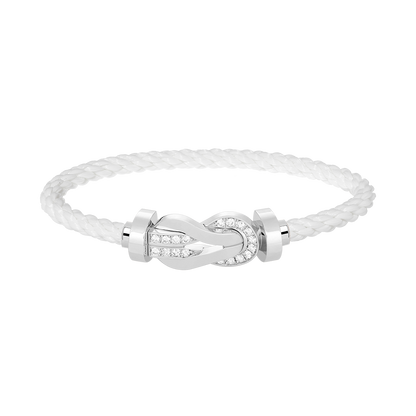 [Aurora]CHANCE LARGE 8 FIGURE BUCKLE HALF DIAMOND BRACELET SILVER
