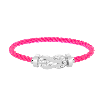 [Aurora]CHANCE LARGE 8 FIGURE BUCKLE HALF DIAMOND BRACELET SILVER