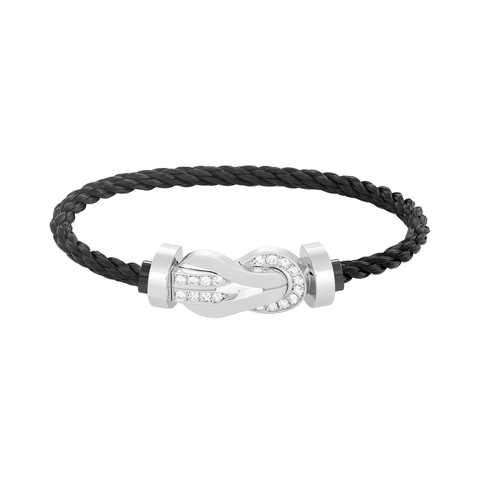 [Aurora]CHANCE LARGE 8 FIGURE BUCKLE HALF DIAMOND BRACELET SILVER
