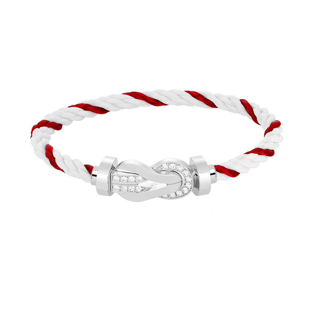 [Aurora]CHANCE LARGE 8 FIGURE BUCKLE HALF DIAMOND BRACELET SILVER
