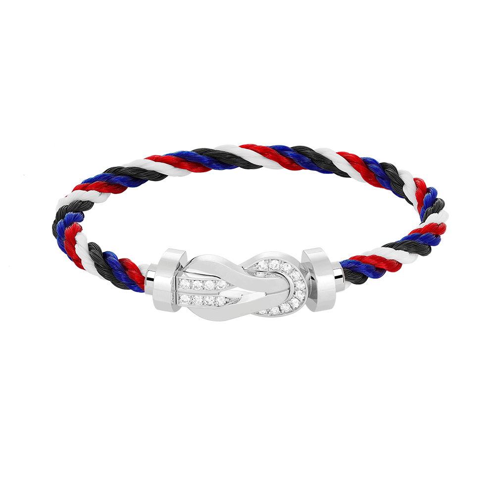 [Aurora]CHANCE LARGE 8 FIGURE BUCKLE HALF DIAMOND BRACELET SILVER