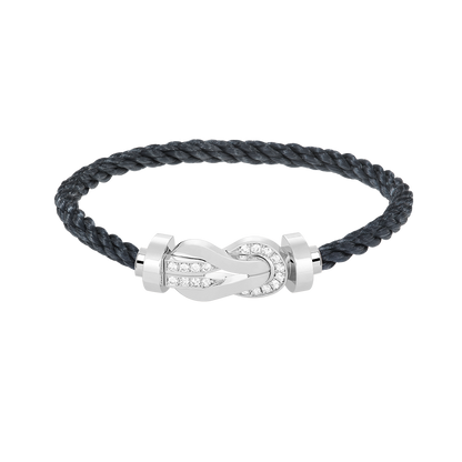[Aurora]CHANCE LARGE 8 FIGURE BUCKLE HALF DIAMOND BRACELET SILVER