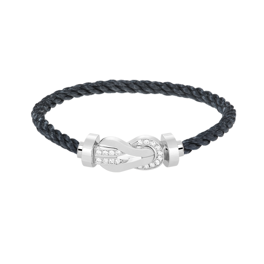 [Aurora]CHANCE LARGE 8 FIGURE BUCKLE HALF DIAMOND BRACELET SILVER