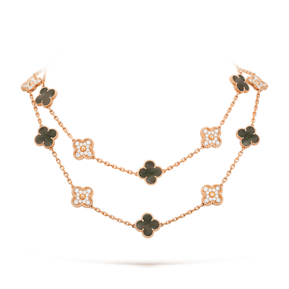 [AURORA]CLOVER 20 MOTIFS DARK MOP DIAMOND  NECKLACE