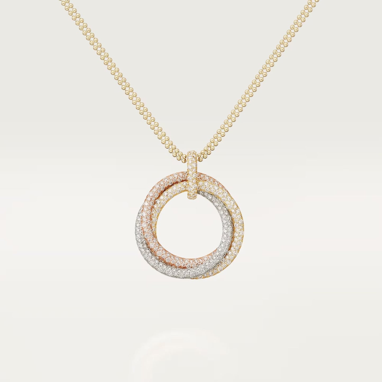 [AURORA]TRINITY LARGE FULL DIAMOND  NECKLACE