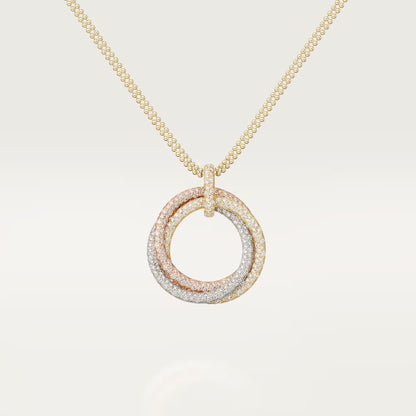 [AURORA]TRINITY LARGE FULL DIAMOND  NECKLACE