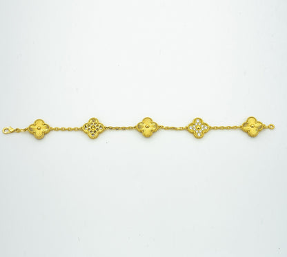 [AURORA]CLOVER BRACELET 5 MOTIFS GOLD DIAMOND