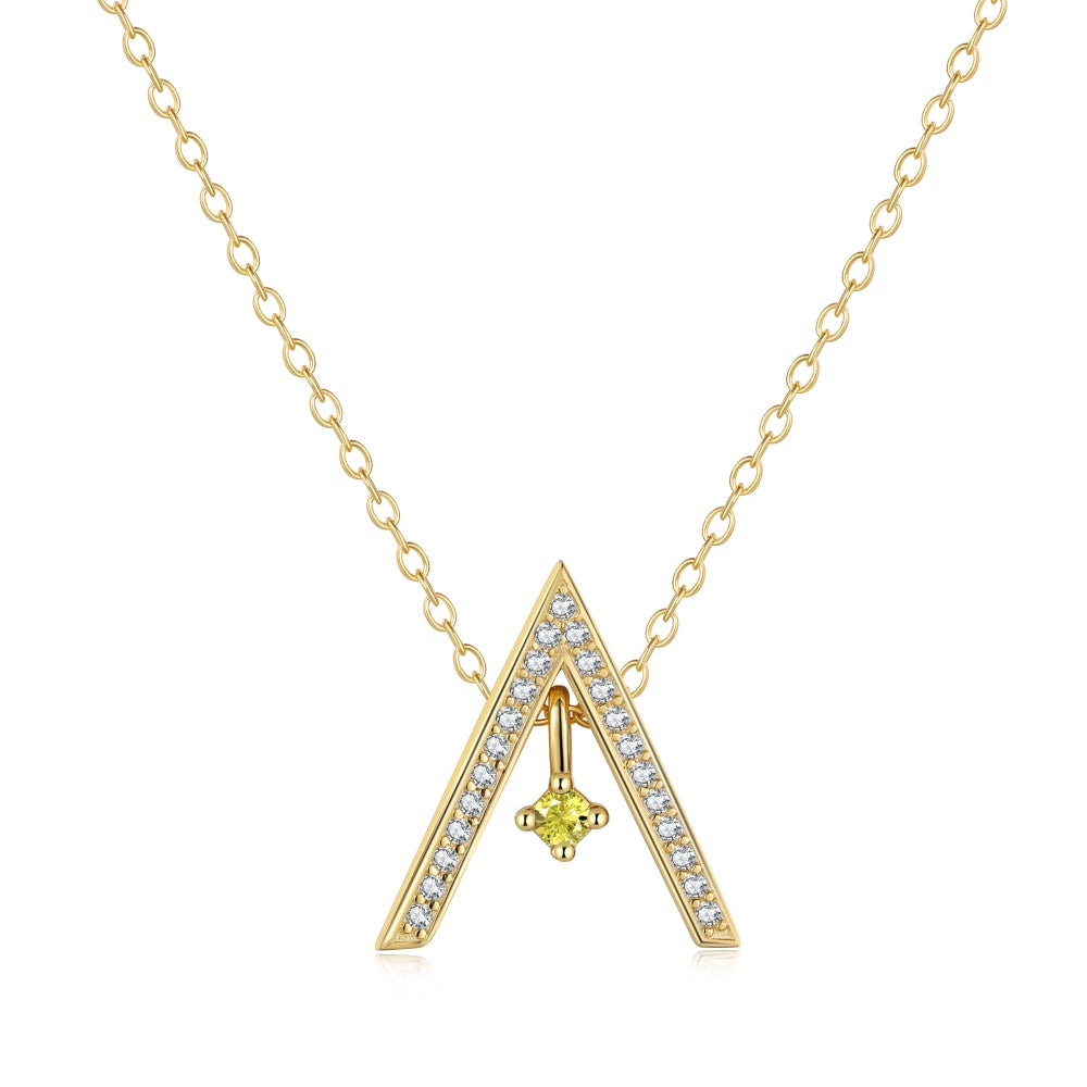 [Aurora]Sparkling "A" Shape Necklace