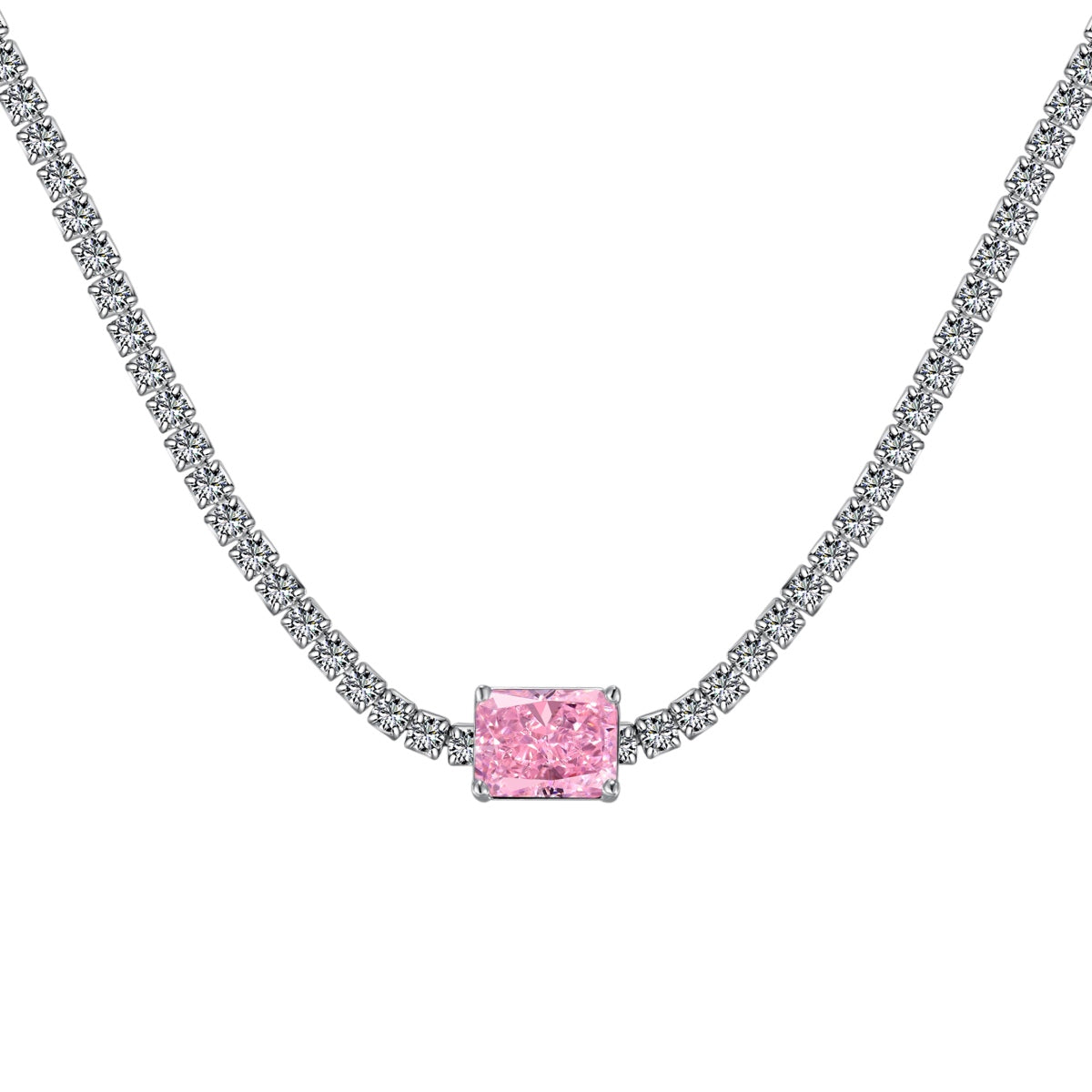 [Aurora]2.0 carat Ornate Emerald Cut Necklace