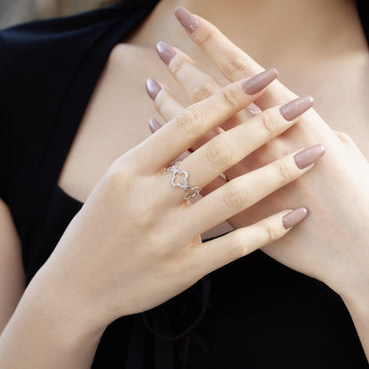 [AURORA]Hollow Design Four-Leaf Clover Flower Shape Ring