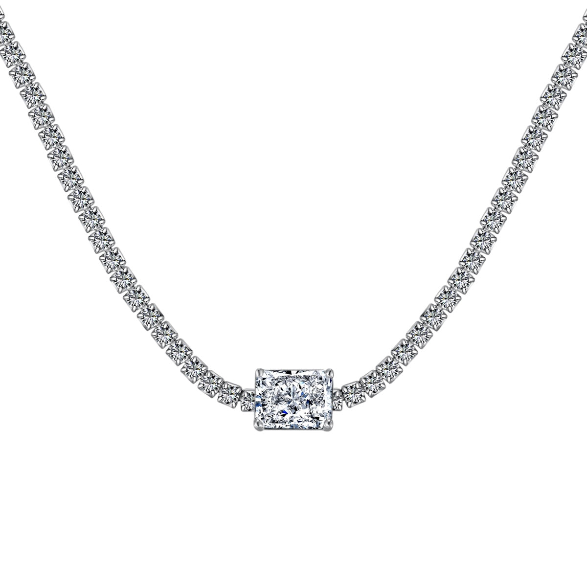 [Aurora]2.0 carat Ornate Emerald Cut Necklace