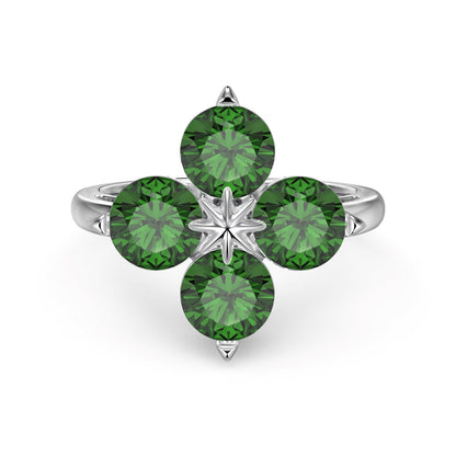 [Aurora]Four-Leaf Clover Eight-Pointed Star Ring