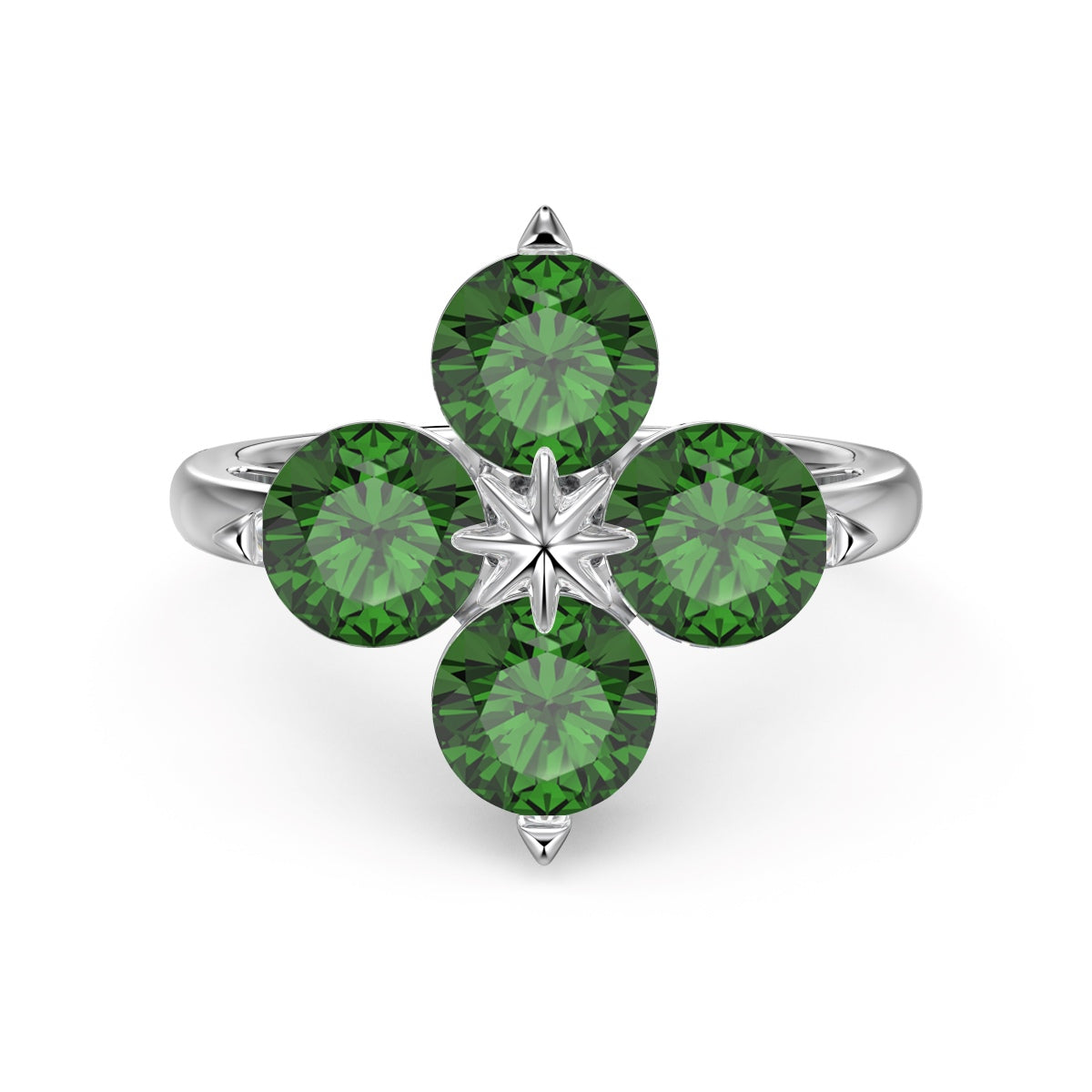 [AURORA]Four-Leaf Clover Eight-Pointed Star Ring