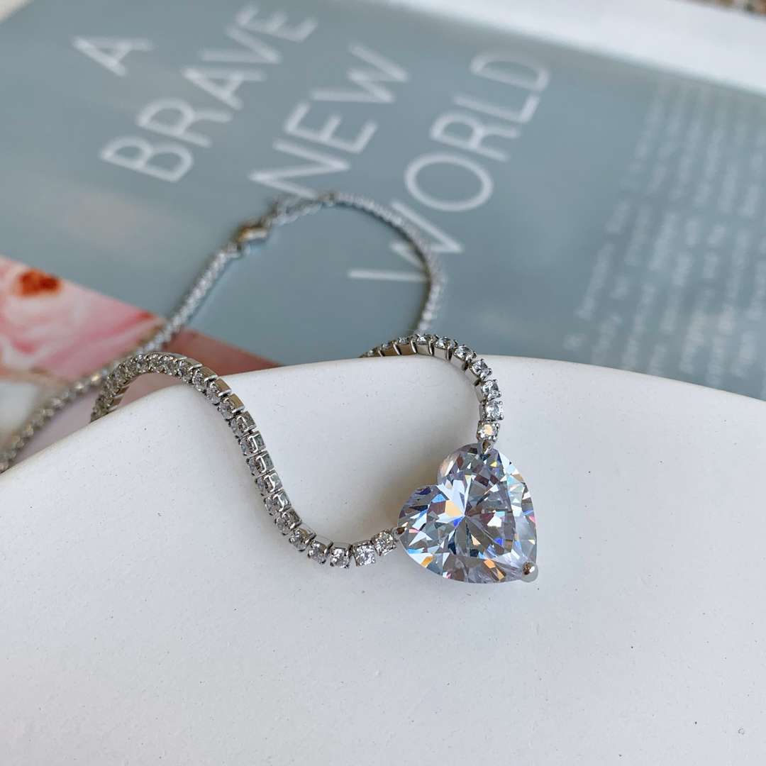 [Aurora]8.0 Carat Versatile Colorful Sweet Heart-Shaped Tennis Necklace