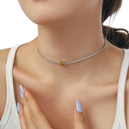 [Aurora]2.0 carat Ornate Emerald Cut Necklace