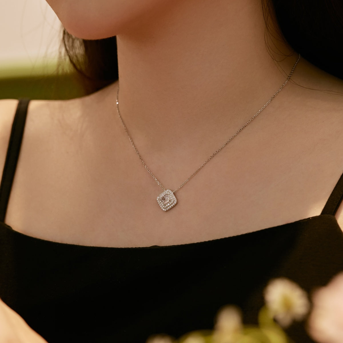 [Aurora]Sparkling Asscher Cut Necklace