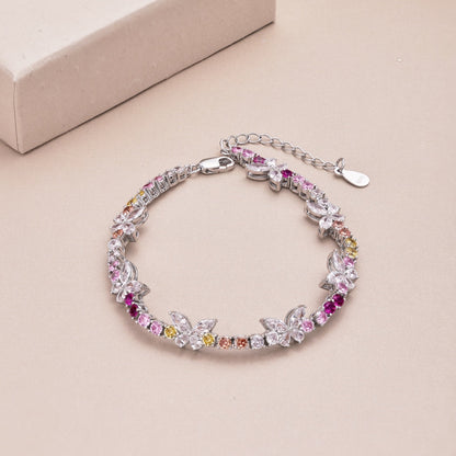 [AURORA] Verziertes buntes Schmetterlings-Armband in Rundschliff