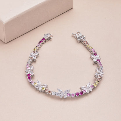 [AURORA] Verziertes buntes Schmetterlings-Armband in Rundschliff