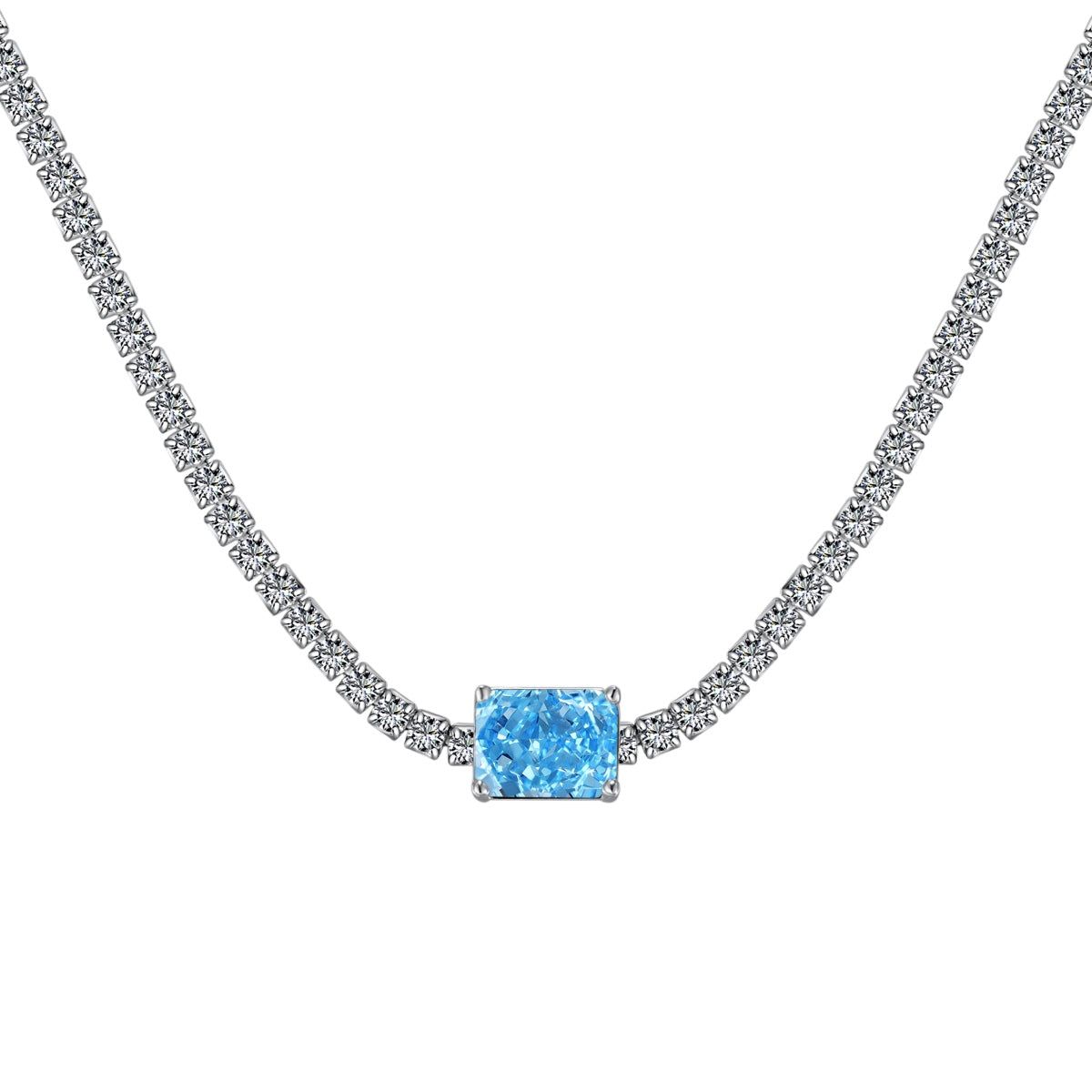 [Aurora]2.0 carat Ornate Emerald Cut Necklace