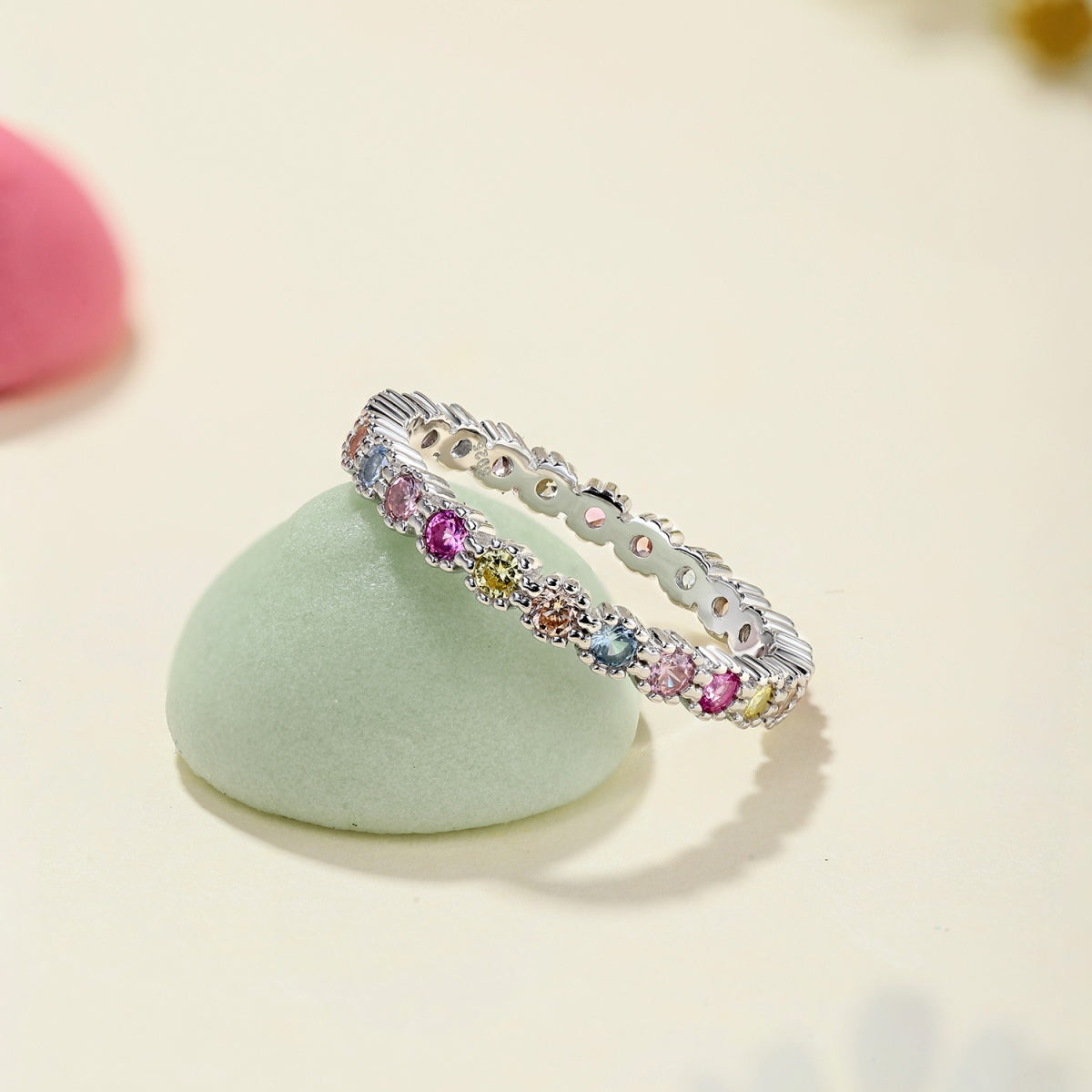 [AURORA]Exquisite bunte runde Schliff Party Ring