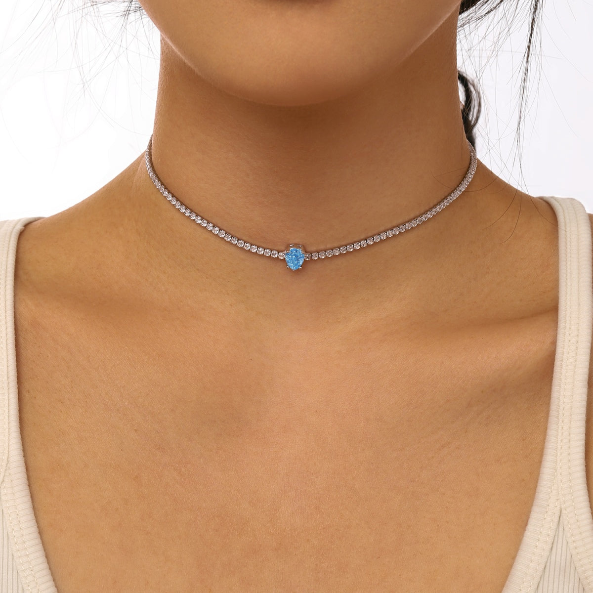 [Aurora]1.0 carat Unique Pear Cut Tennis Necklace