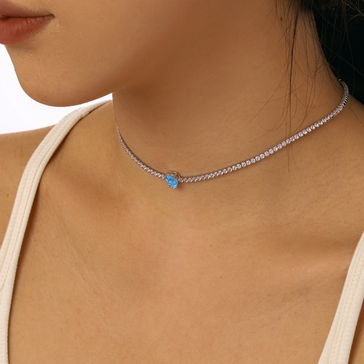 [Aurora]1.0 carat Unique Pear Cut Tennis Necklace