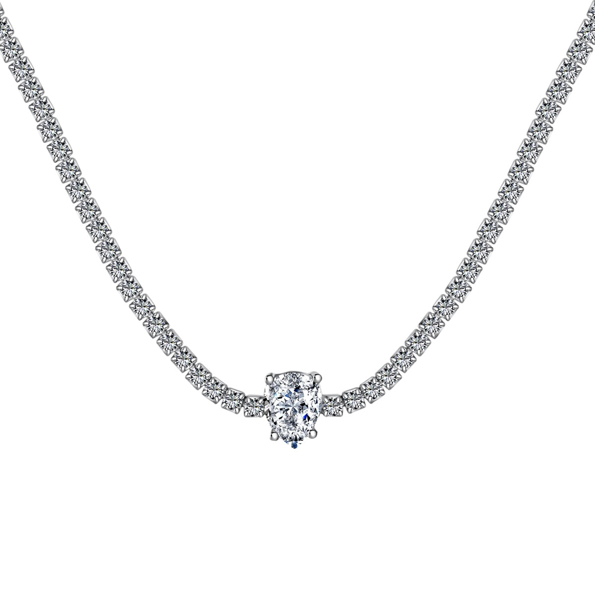 [Aurora]1.0 carat Unique Pear Cut Tennis Necklace