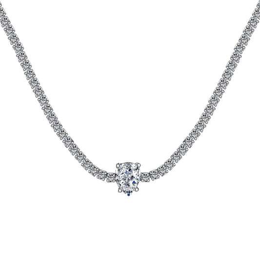 [AURORA]1.0 carat Unique Pear Cut Tennis Necklace