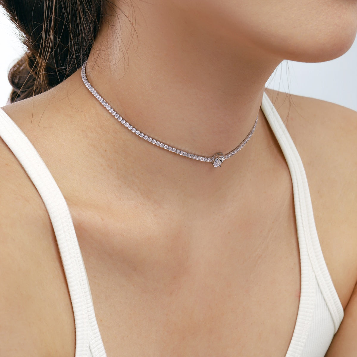 [Aurora]1.0 carat Unique Pear Cut Tennis Necklace