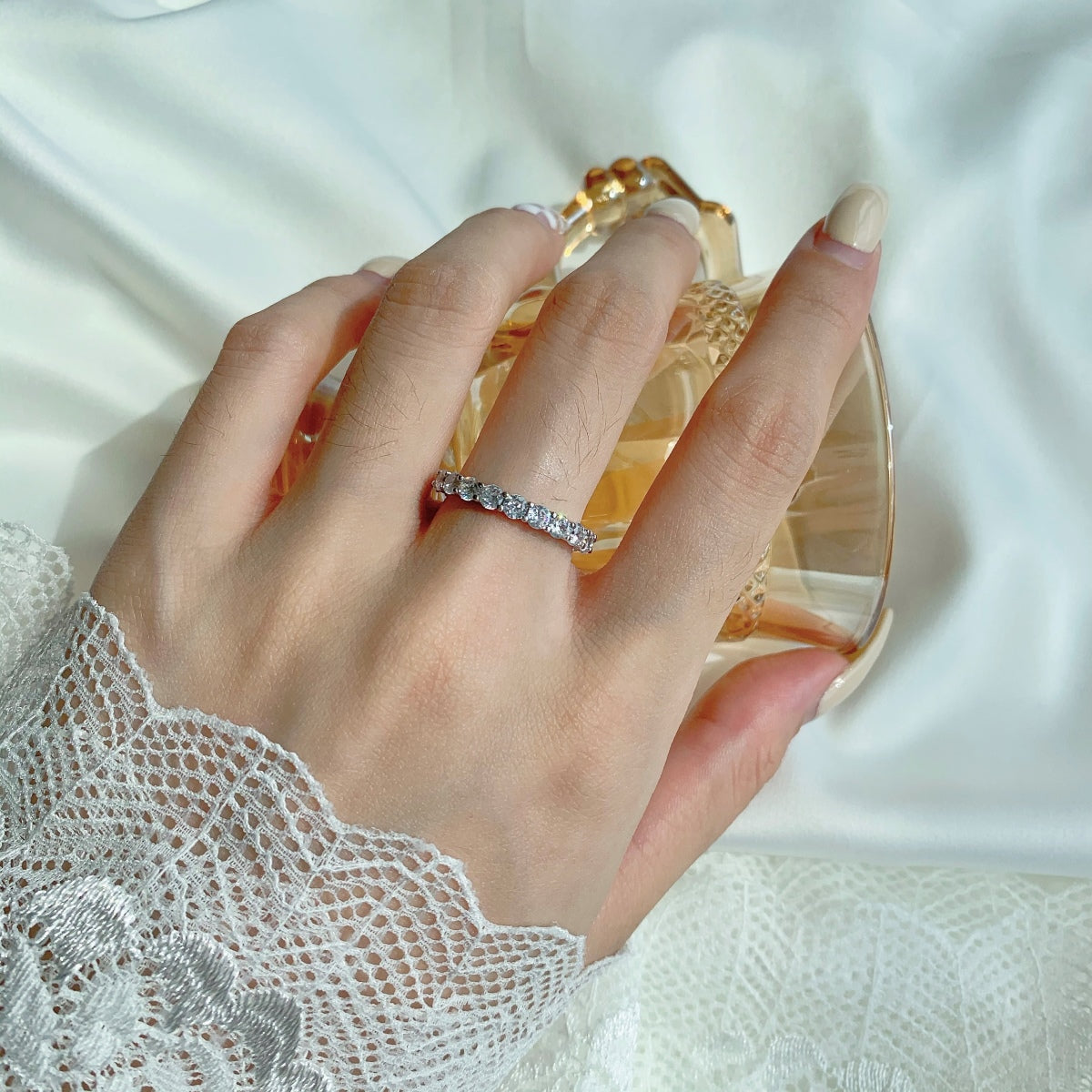 [Aurora]Sparkling Round Cut Tennis Ring