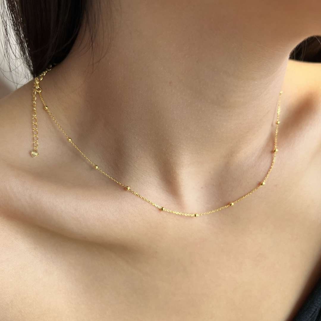 [Aurora]Small Bead Clavicle Chain Simple Necklace