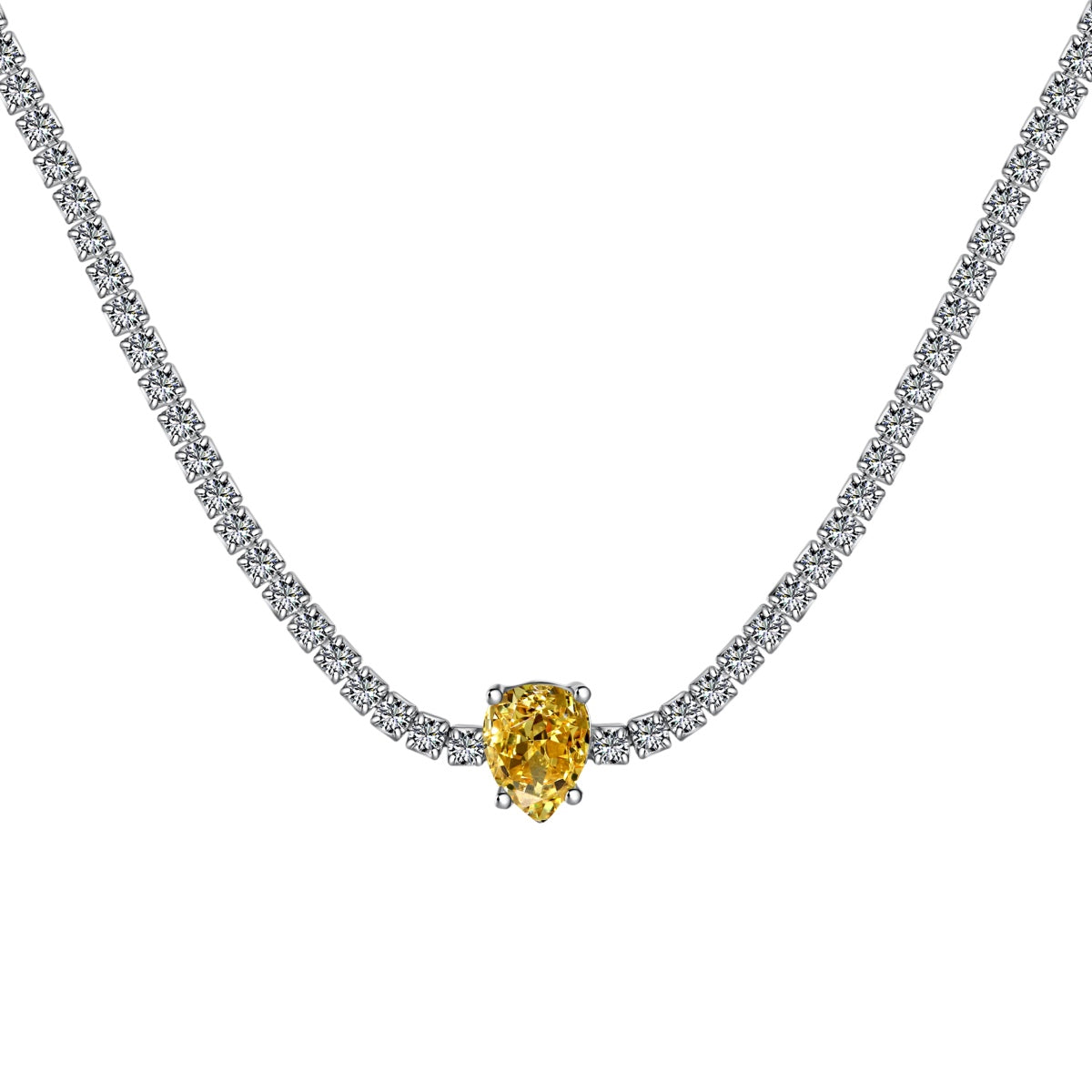 [Aurora]1.0 carat Unique Pear Cut Tennis Necklace