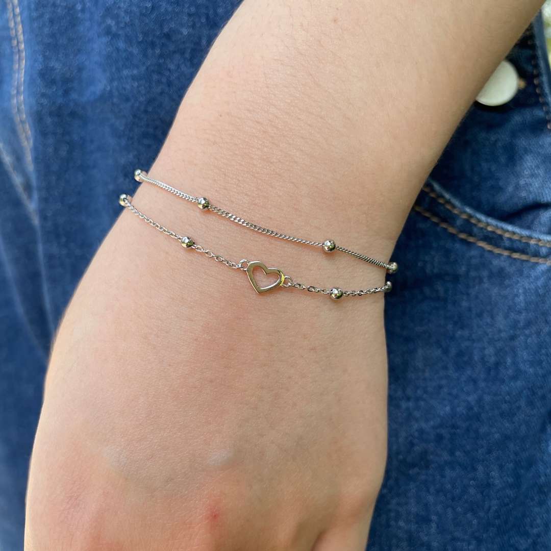 [Aurora]Dainty Double Layer Love Heart Bracelet