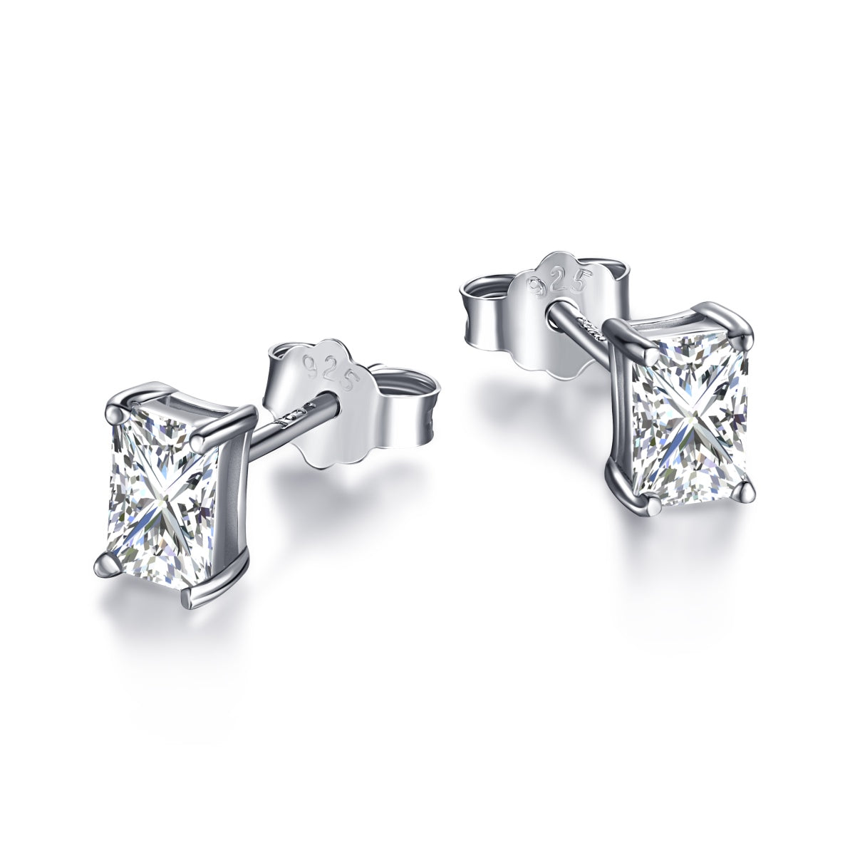[Aurora]Stylish Shiny Rectangular Center Stone Stud Earrings