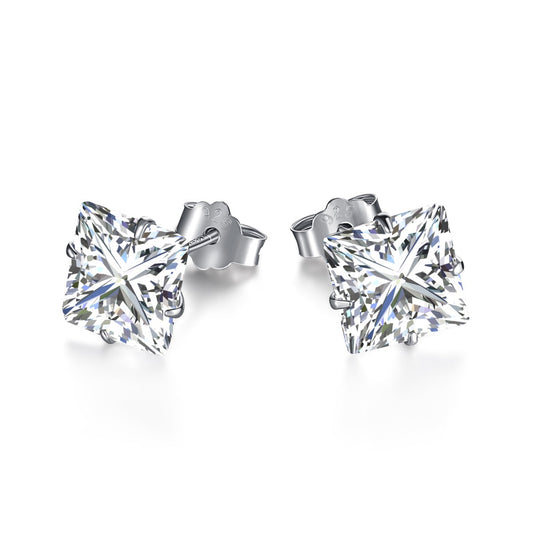 [Aurora]Stylish Shiny Square Center Stone Stud Earrings