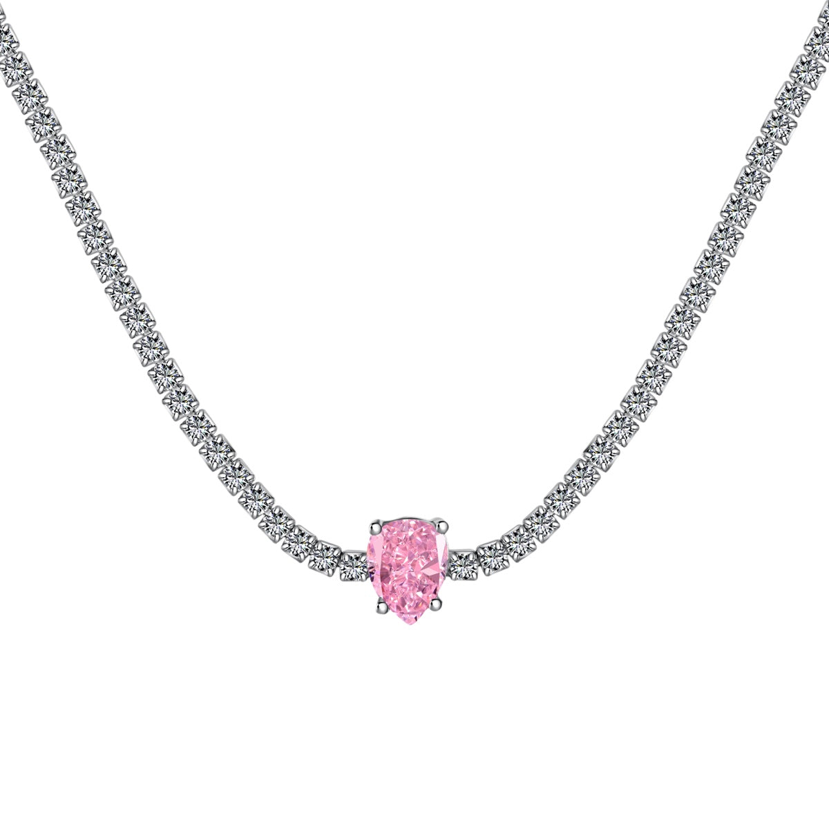 [Aurora]1.0 carat Unique Pear Cut Tennis Necklace