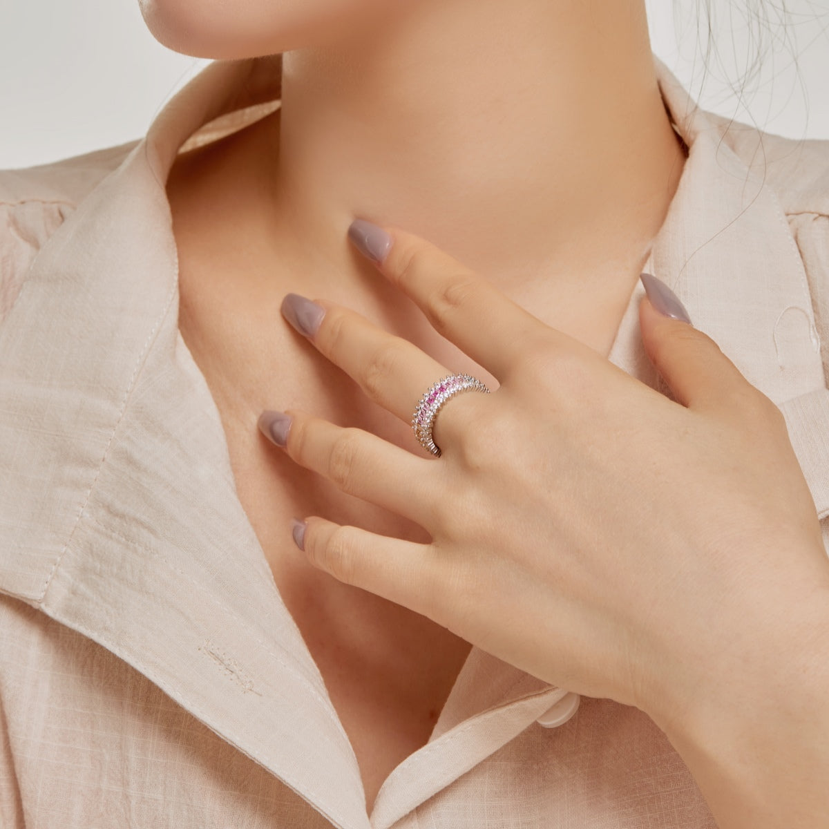 [Aurora]Ornate Colorful Radiant Cut Daily Ring