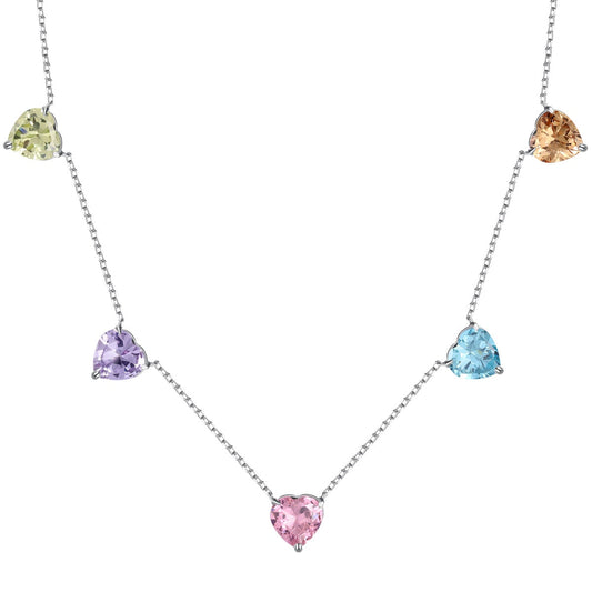 [Aurora]Sparkling Colorful Heart Cut Necklace