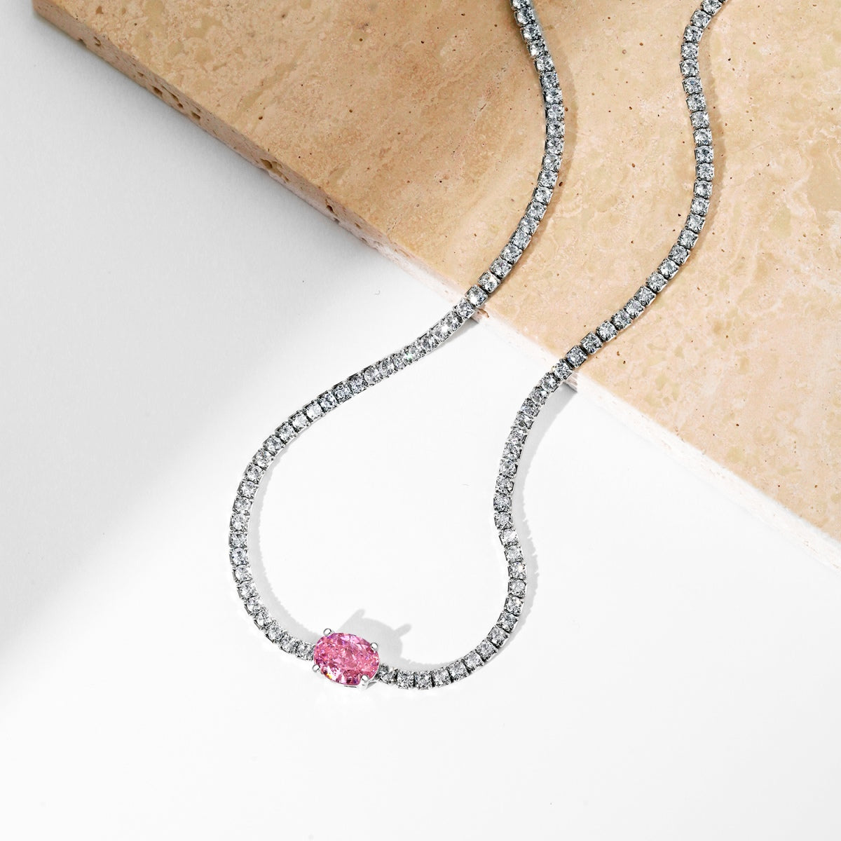[Aurora]1.0 Carat Shining Oval Cut Necklace