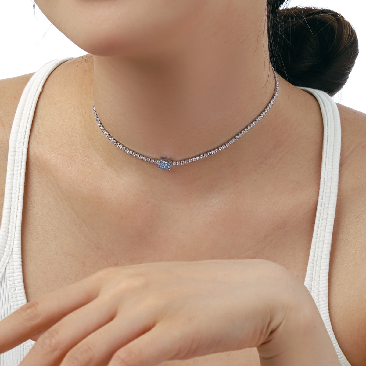 [Aurora]1.0 Carat Shining Oval Cut Necklace