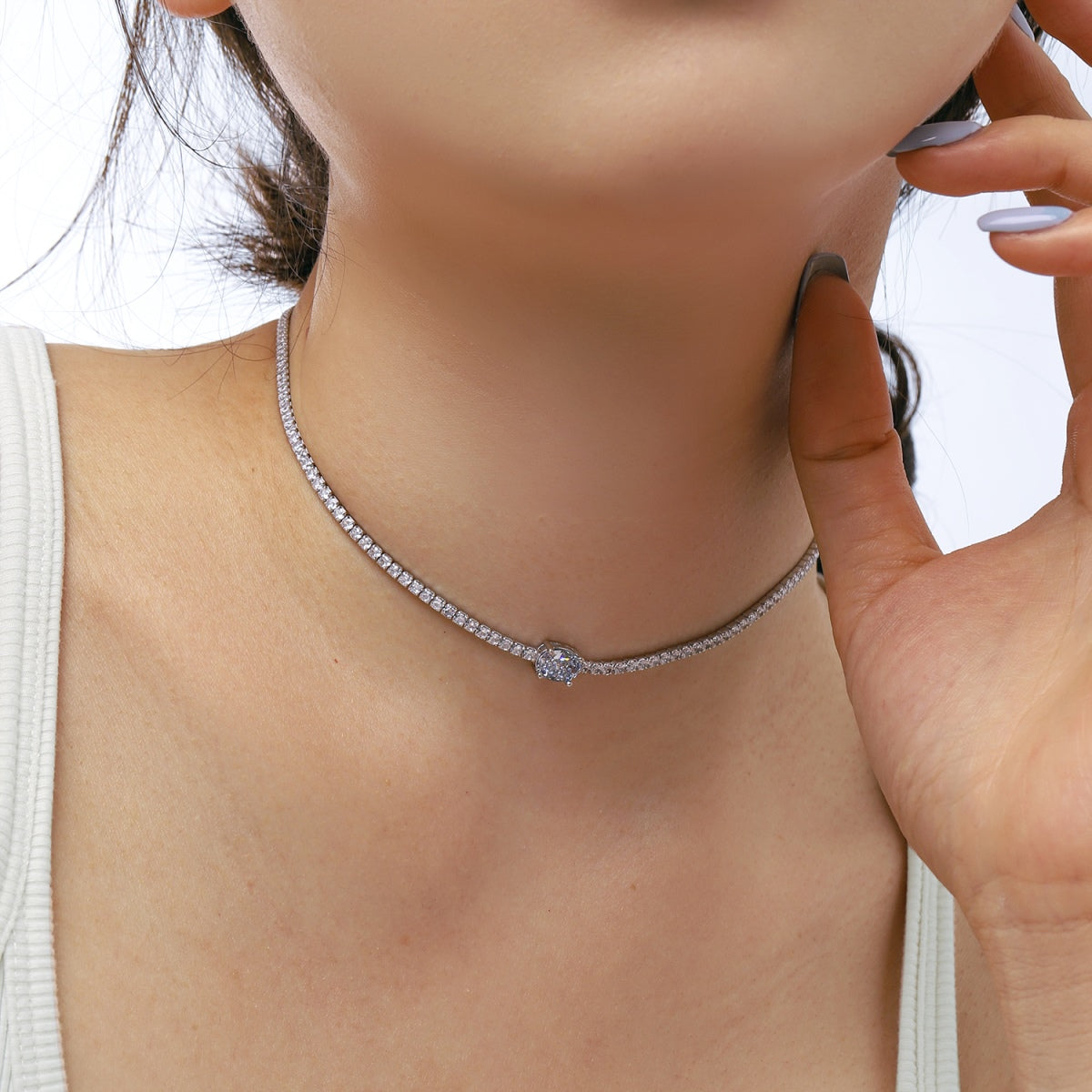 [Aurora]1.0 Carat Shining Oval Cut Necklace