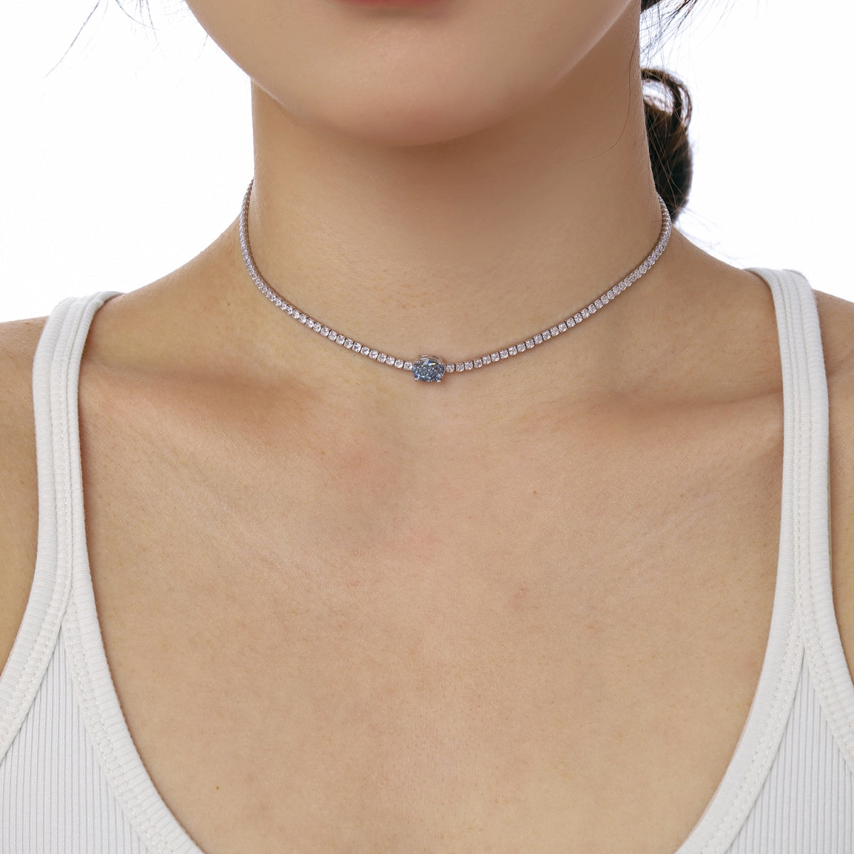 [Aurora]1.0 Carat Shining Oval Cut Necklace