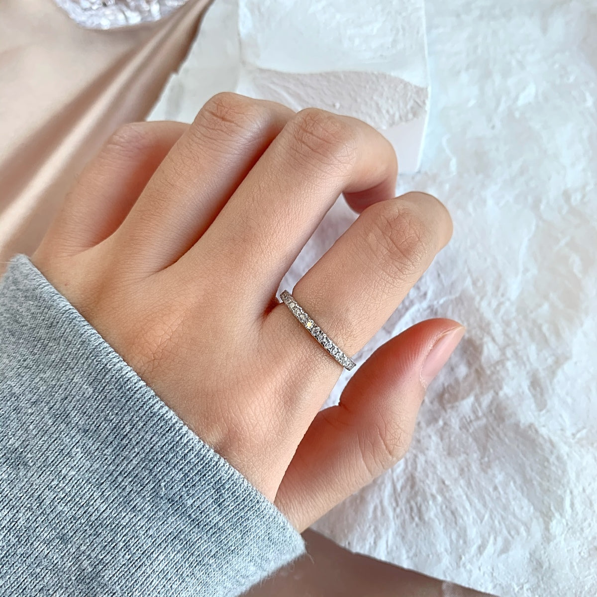 [Aurora]Delicate Sparkling Round Cut Daily Ring