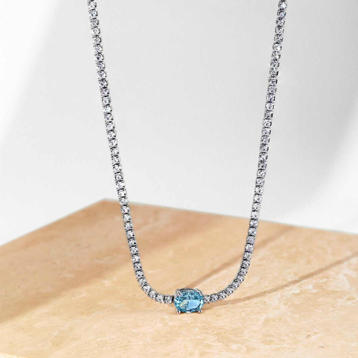 [Aurora]1.0 Carat Shining Oval Cut Necklace
