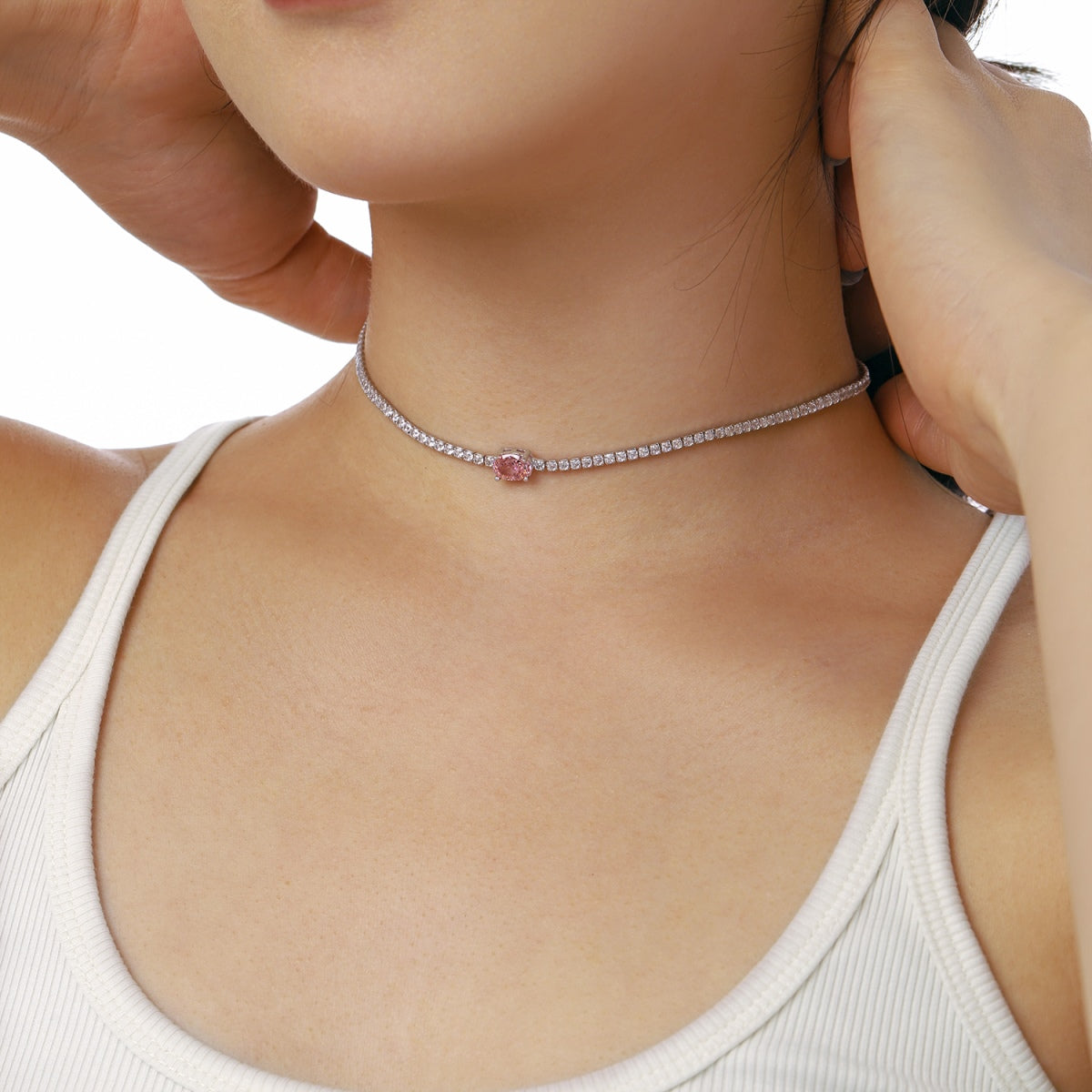 [Aurora]1.0 Carat Shining Oval Cut Necklace