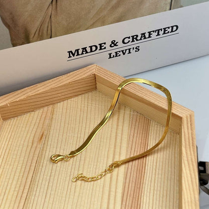 [Aurora]Flat Snake Bone Chain Blade Necklace