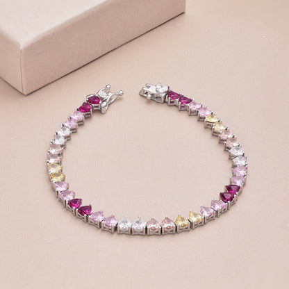 [AURORA]Luxuriöses buntes romantisches Herzform-Liebhaberarmband